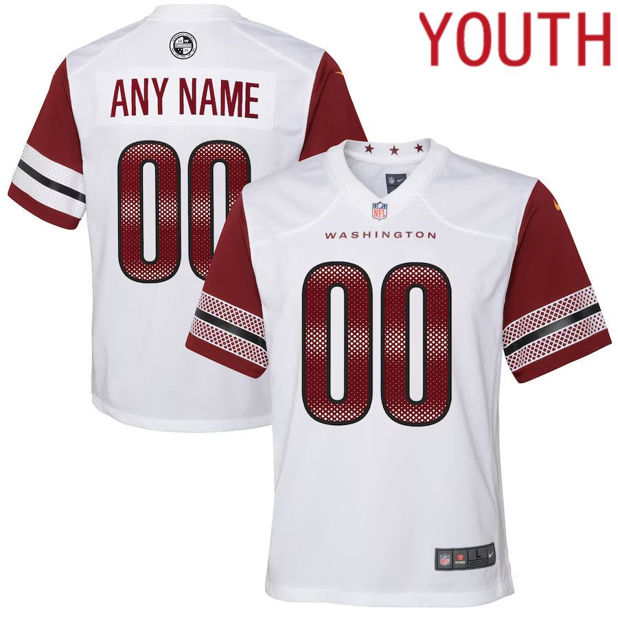 Youth Washington Commanders Nike White Game Custom Player NFL Jersey->->Custom Jersey